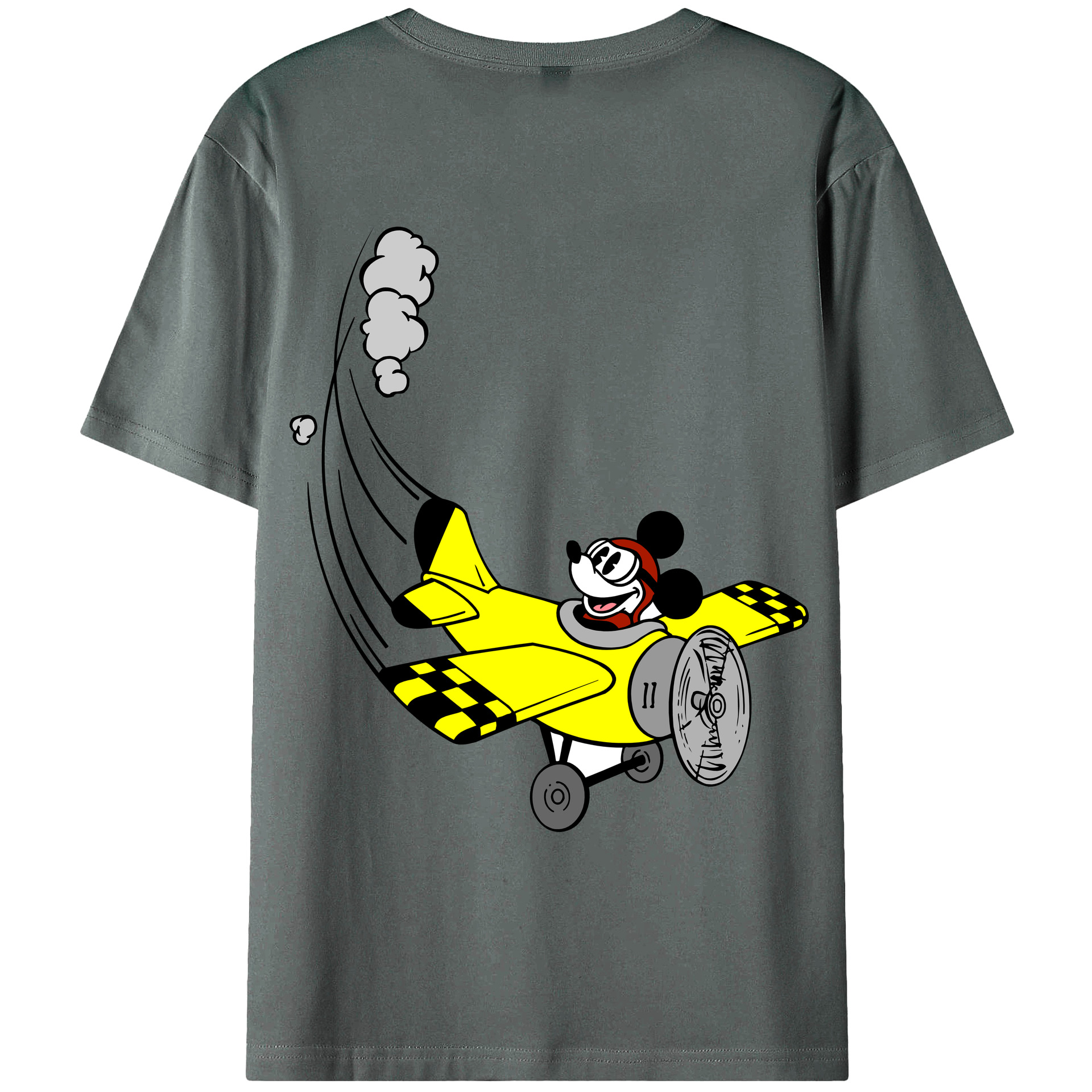 ミッキーマウス Mickey Mouse 綿100％ メンズ半袖Tシャツ（バックプリント） 通気性